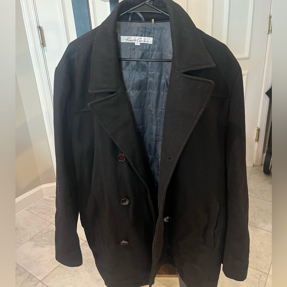 Kenneth Cole Button Wool Pea Coat size L